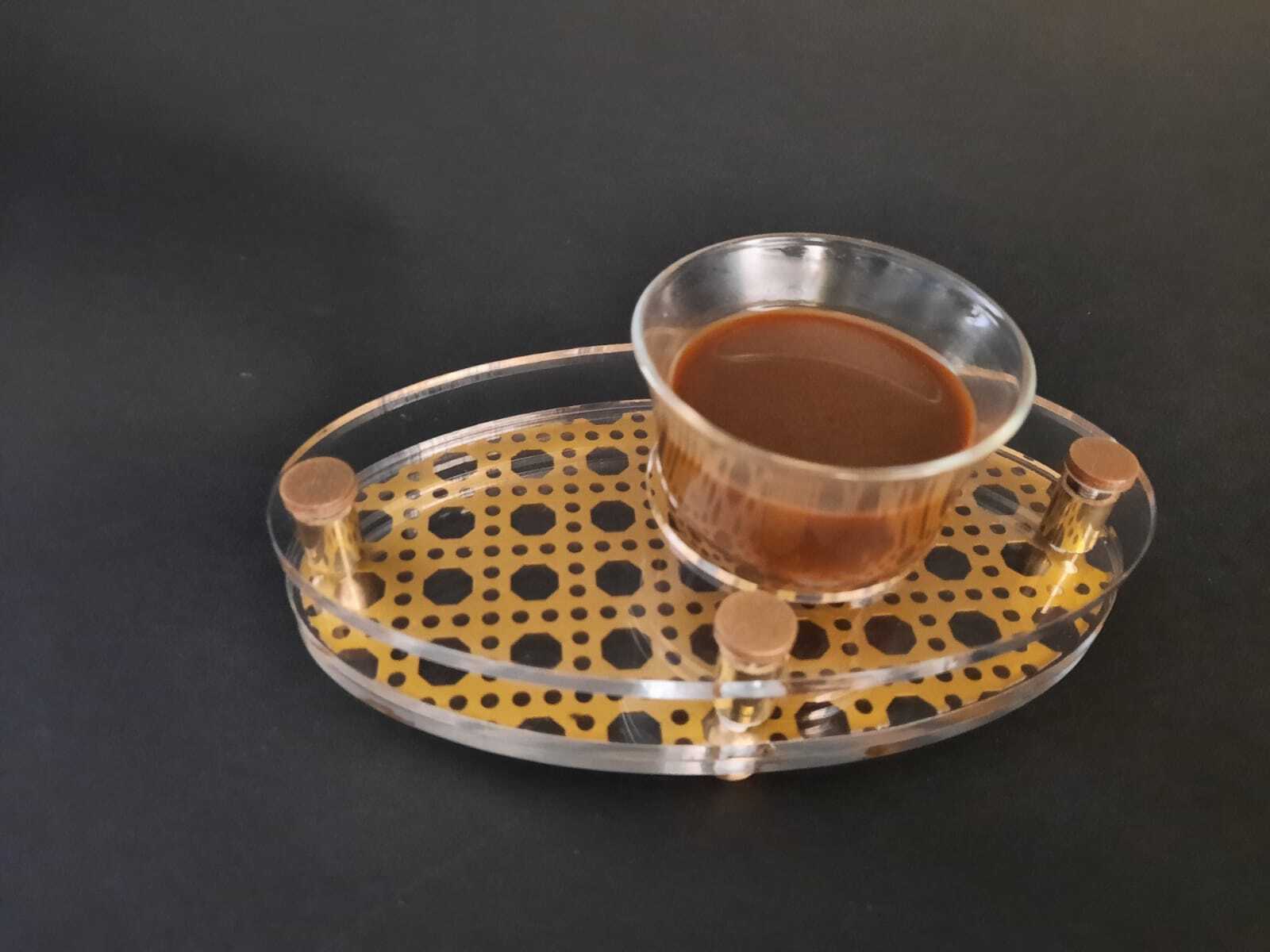 Acrylic 2 Layer Plate with Coffee Glass Cup - Khayzaran Collection