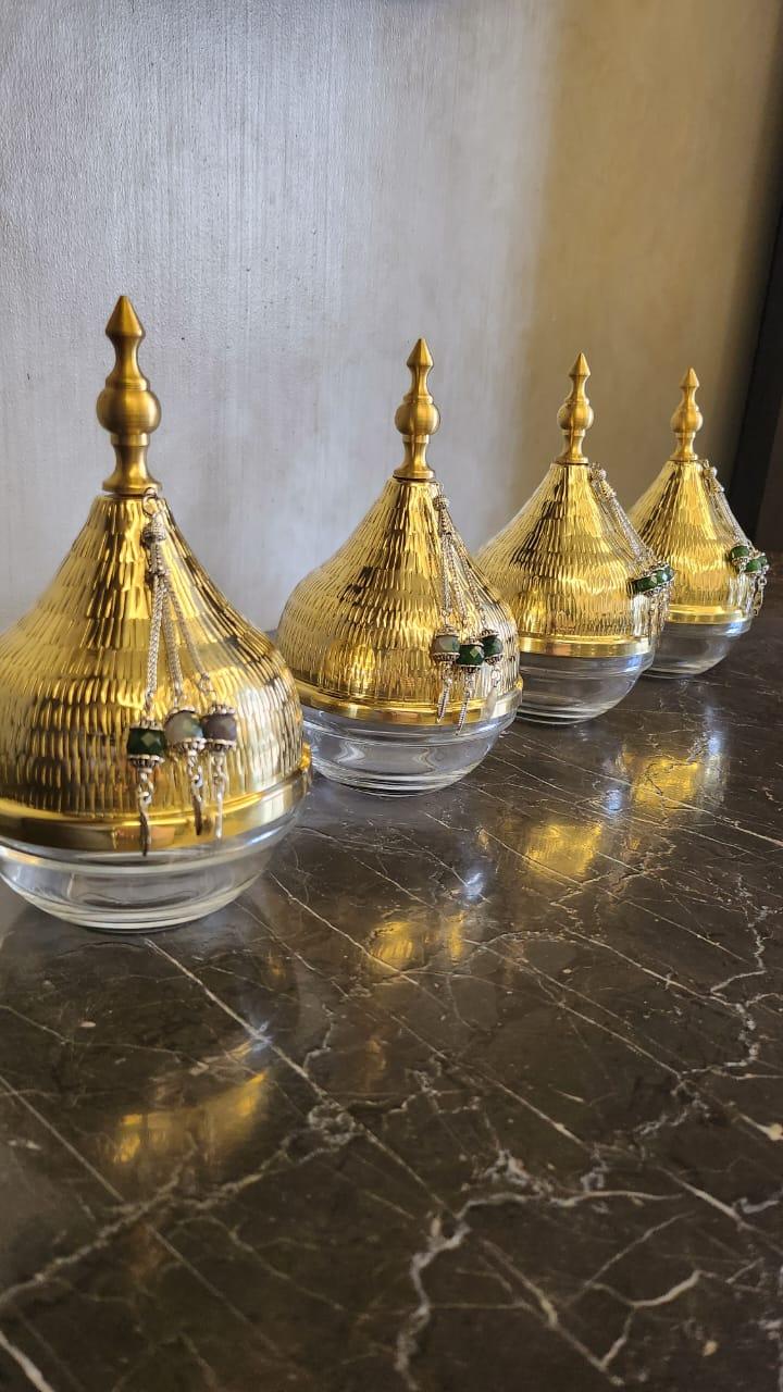 Metal Tray with 3 Glass Bowls - Oriental Beads Collection