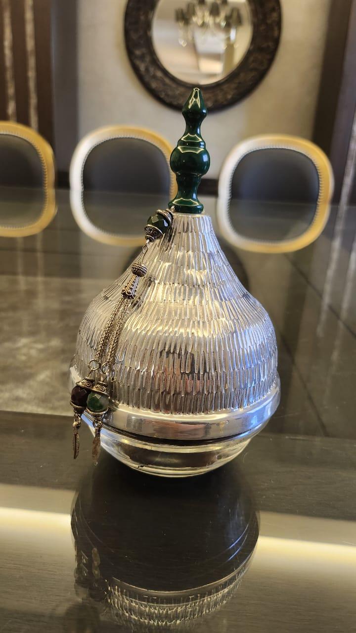 Metal Tray with 3 Glass Bowls - Oriental Beads Collection