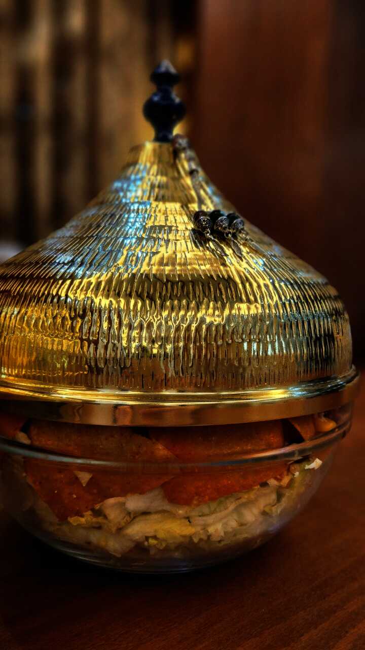 Salad Bowl with Beads Handle (Gold) - Oriental Beads Collection