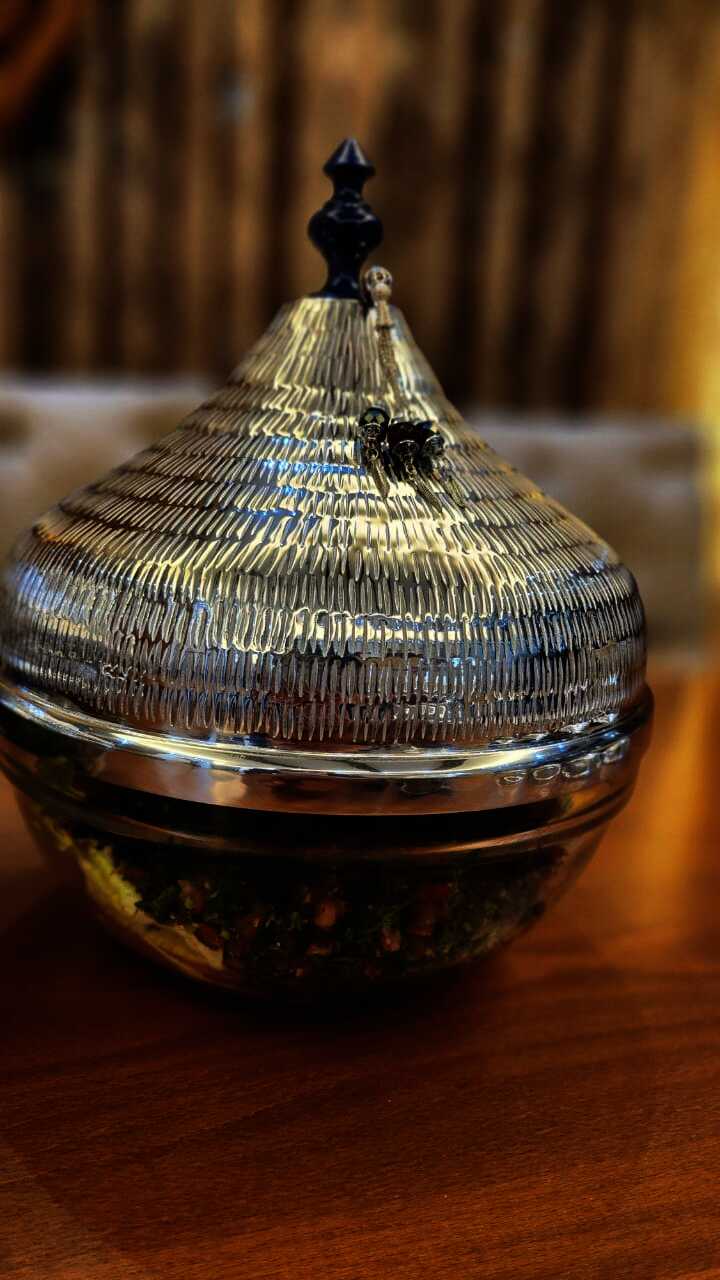 Salad Bowl with Beads Handle (Silver) - Oriental Beads Collection