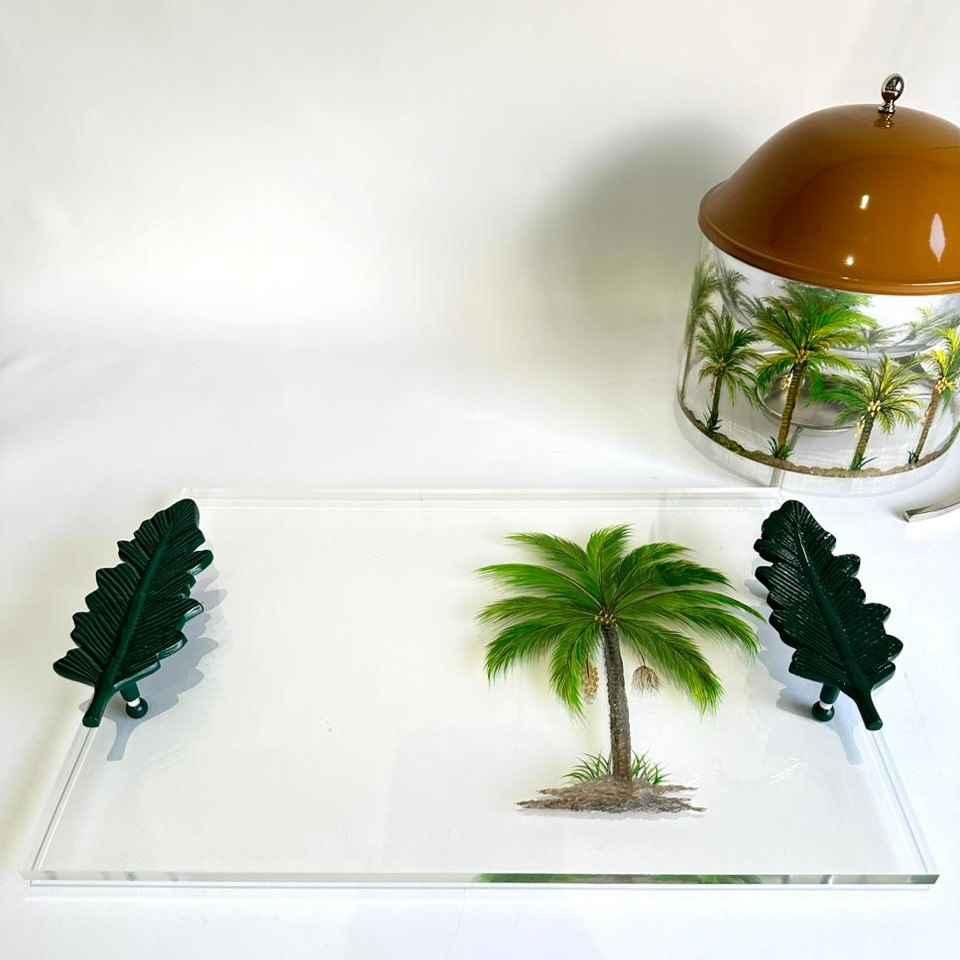 Hanpainted Palm Tree acrylic tray