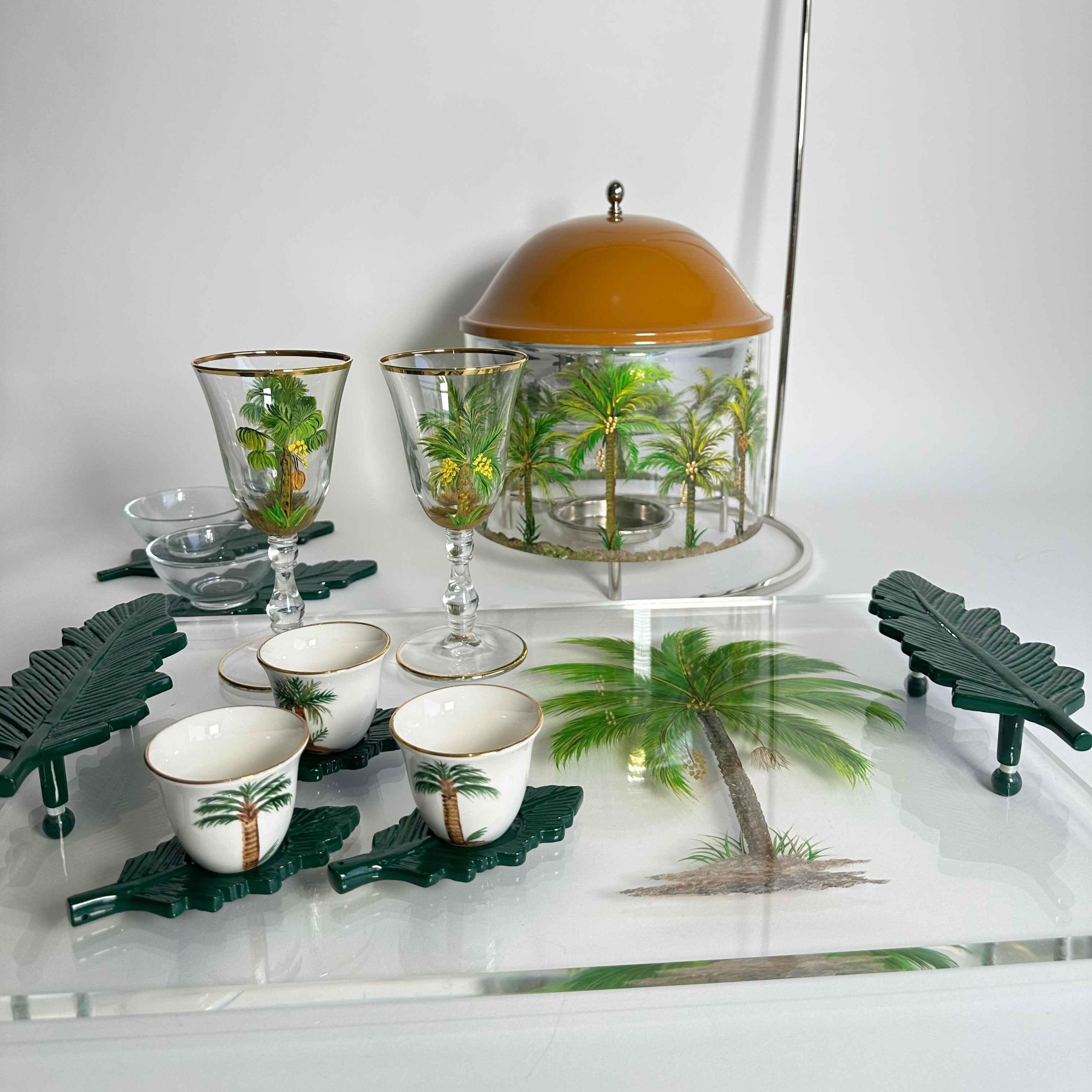 Hanpainted Palm Tree acrylic tray