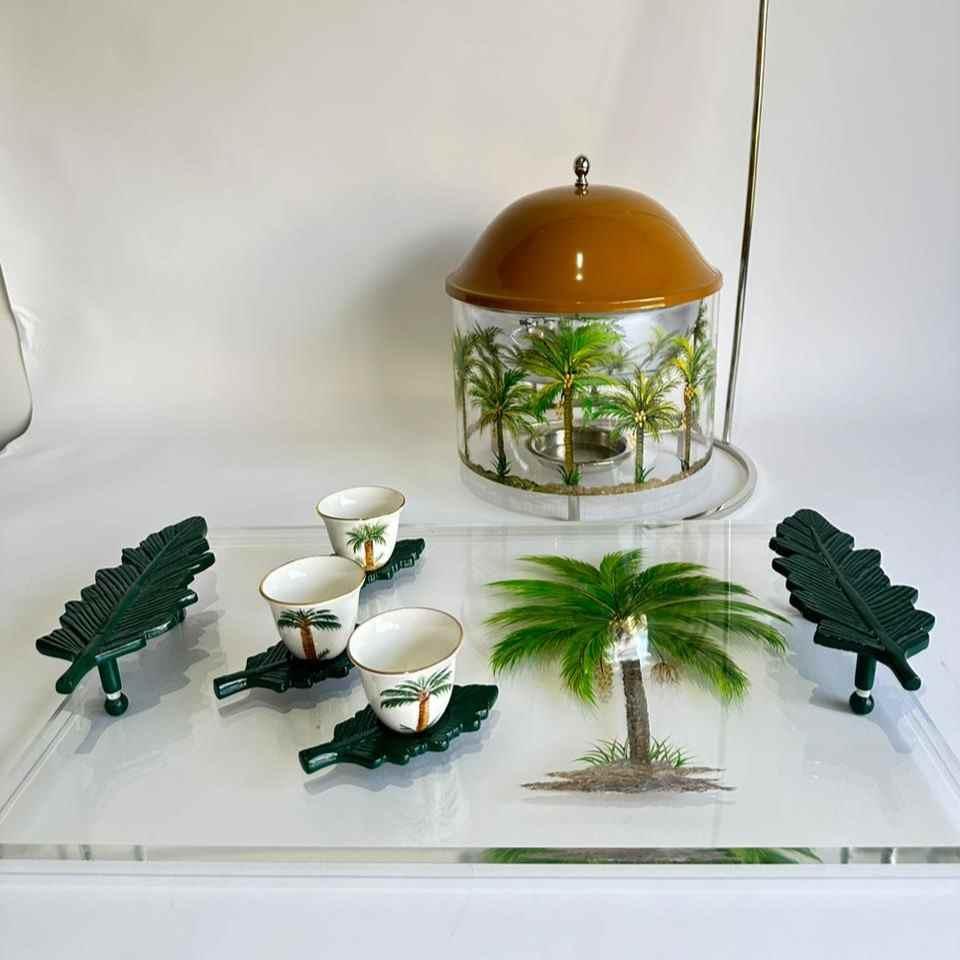 Hanpainted Palm Tree acrylic tray