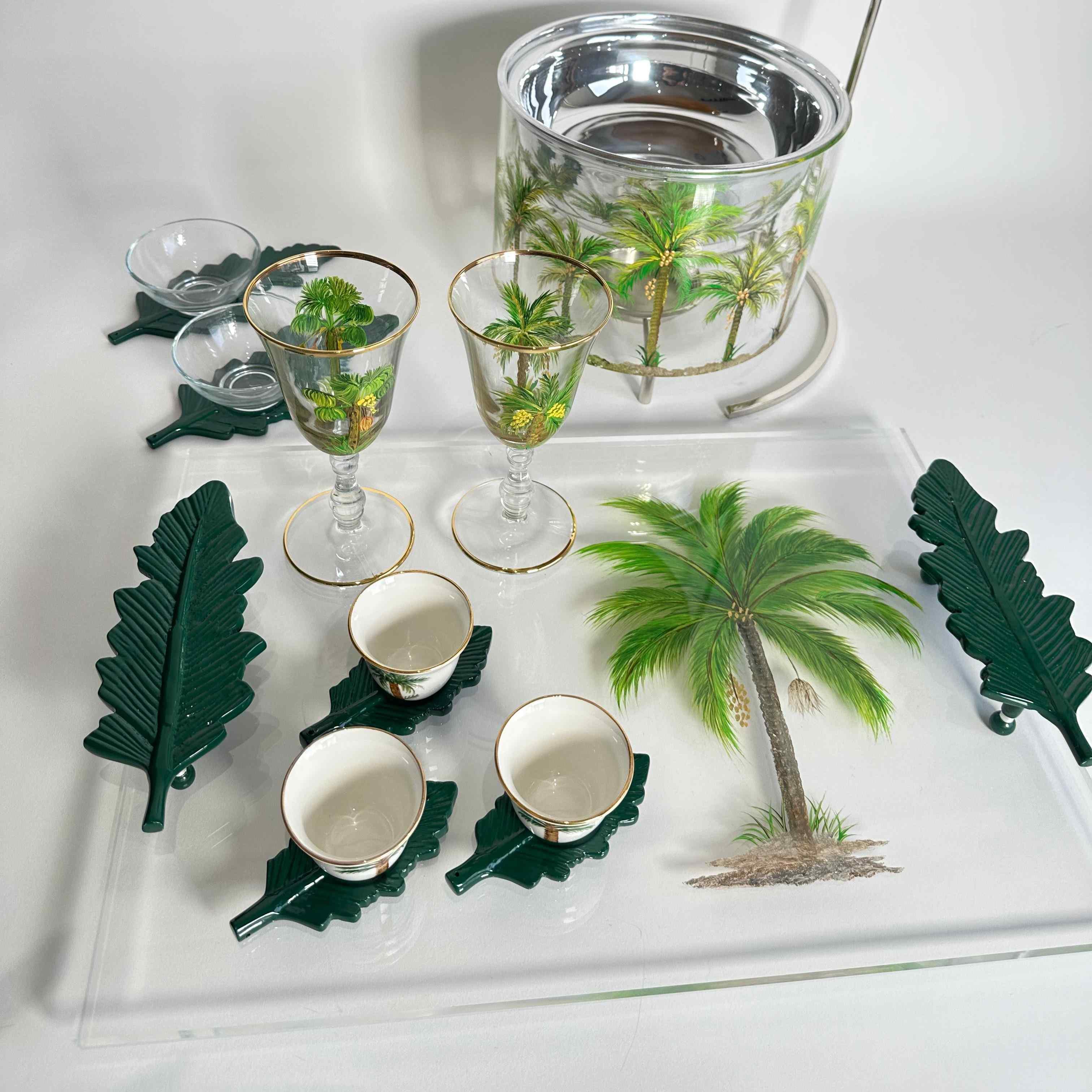 Hanpainted Palm Tree acrylic tray