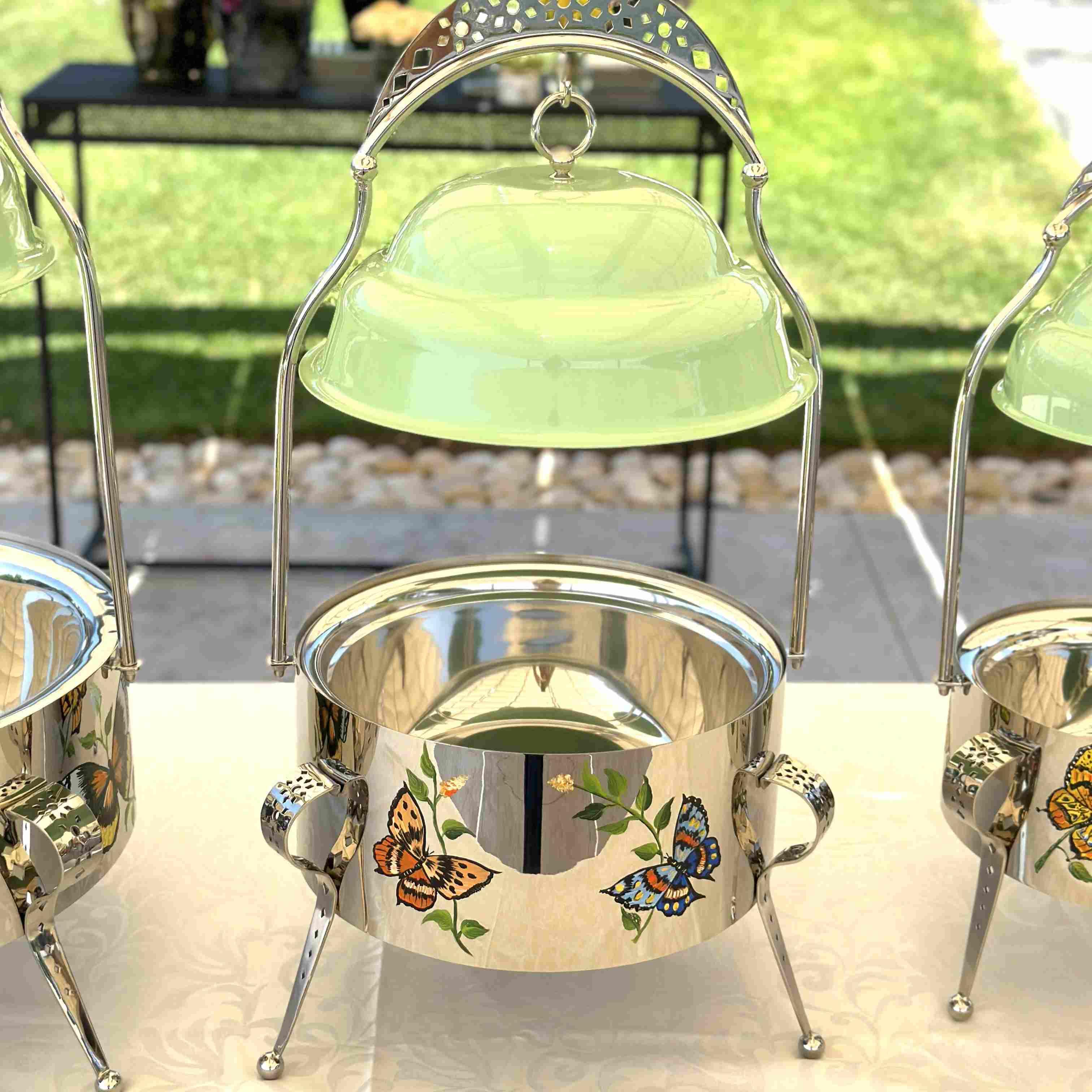Brass hand painted Warmer with stand