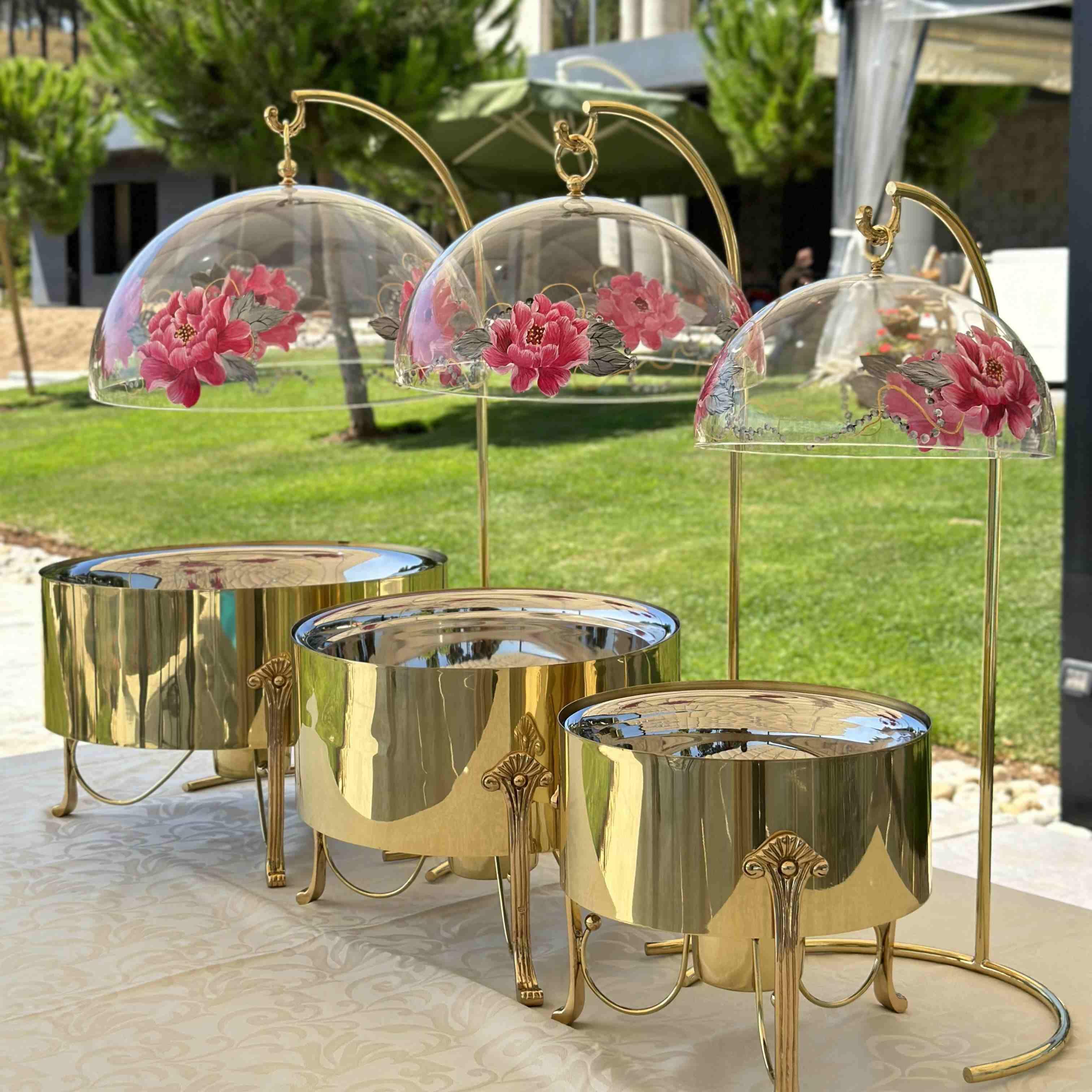 Brass Warmer hand painted Acrylic cover & stand