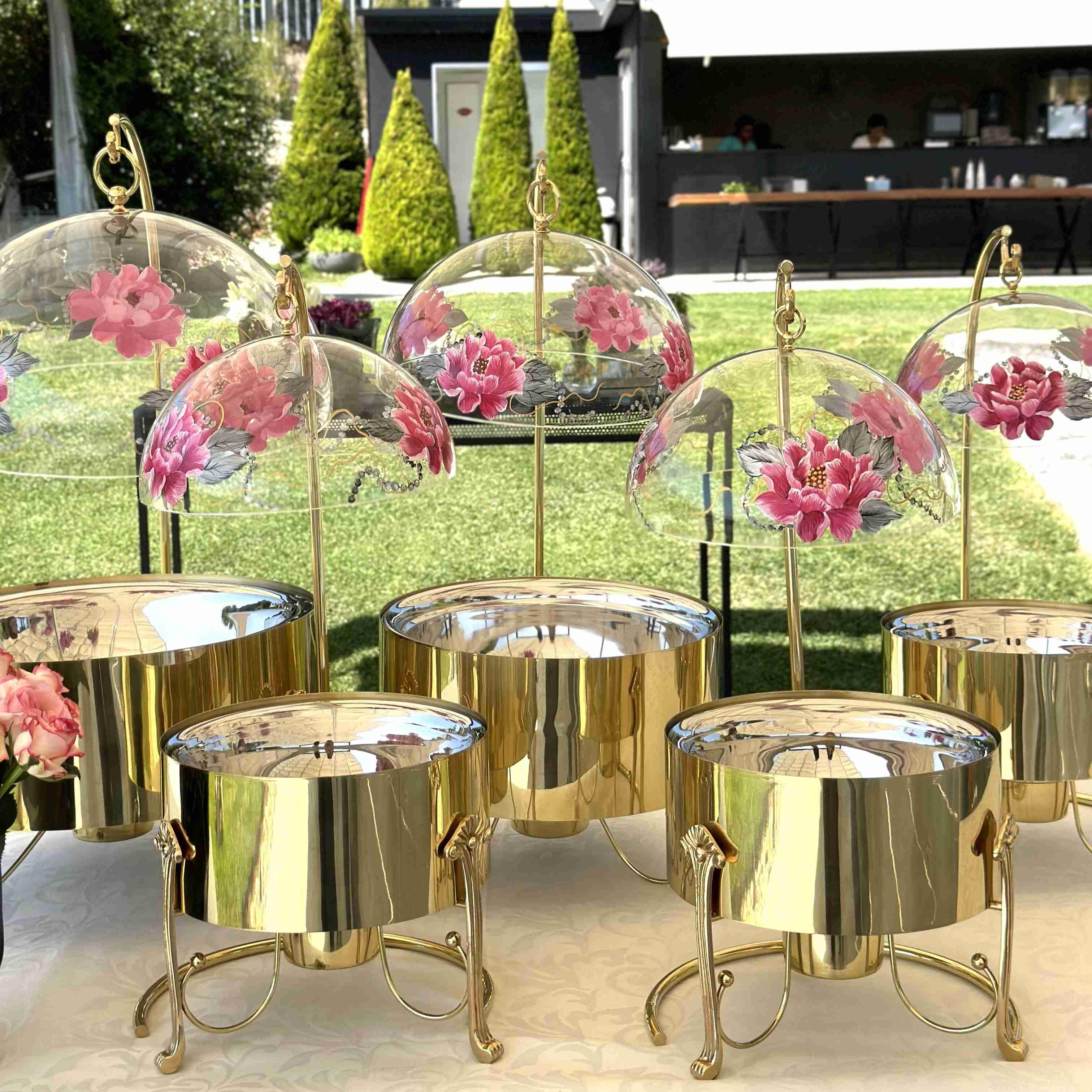 Brass Warmer hand painted Acrylic cover & stand