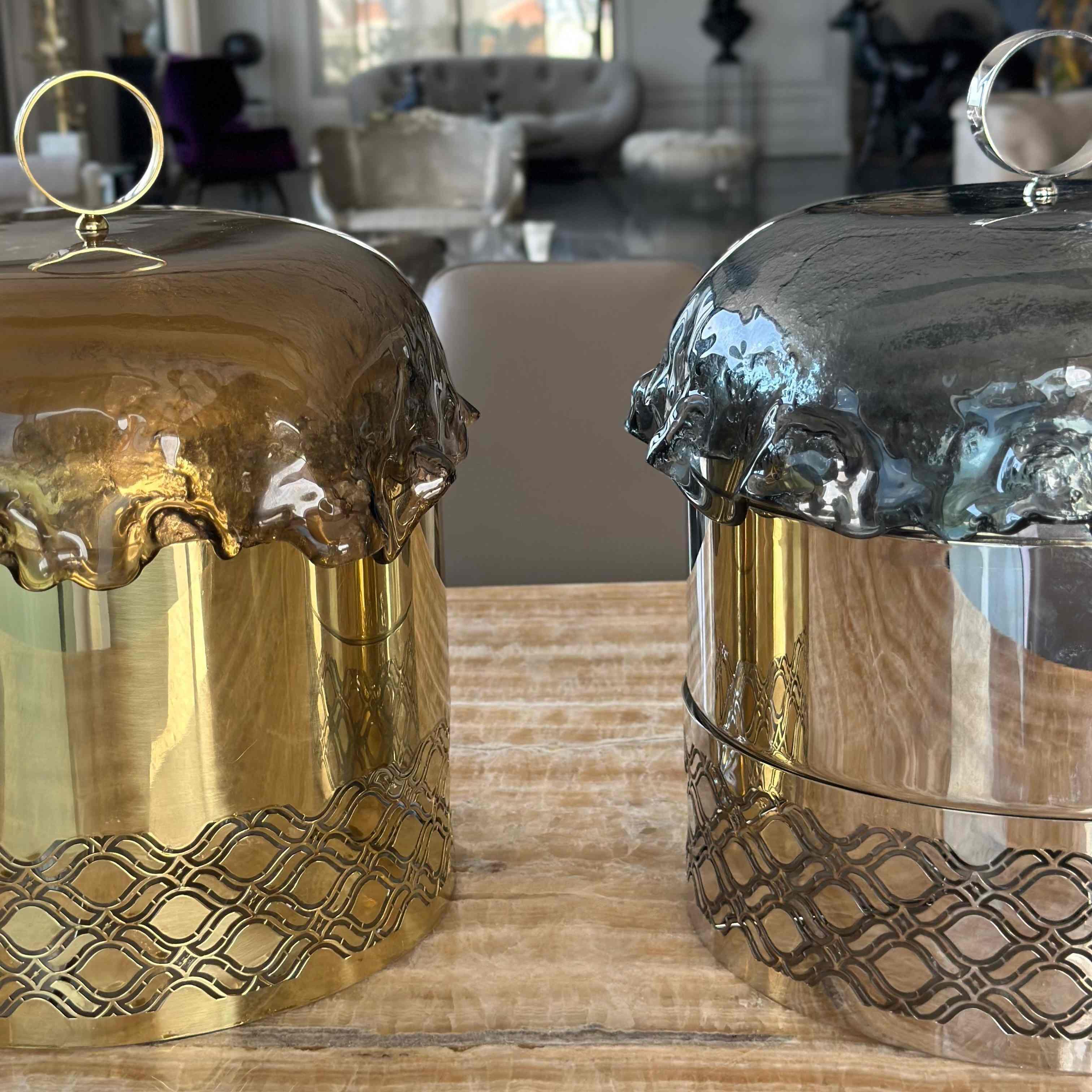 Brass Warmer with Glass Cover