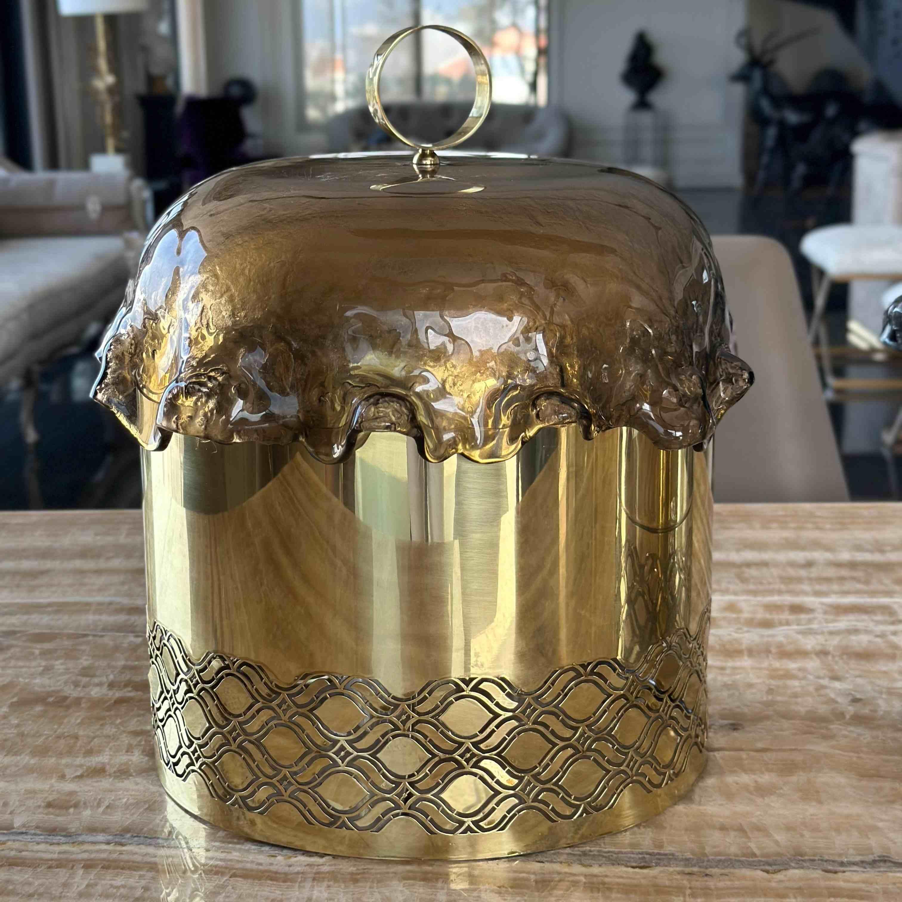 Brass Warmer with Glass Cover