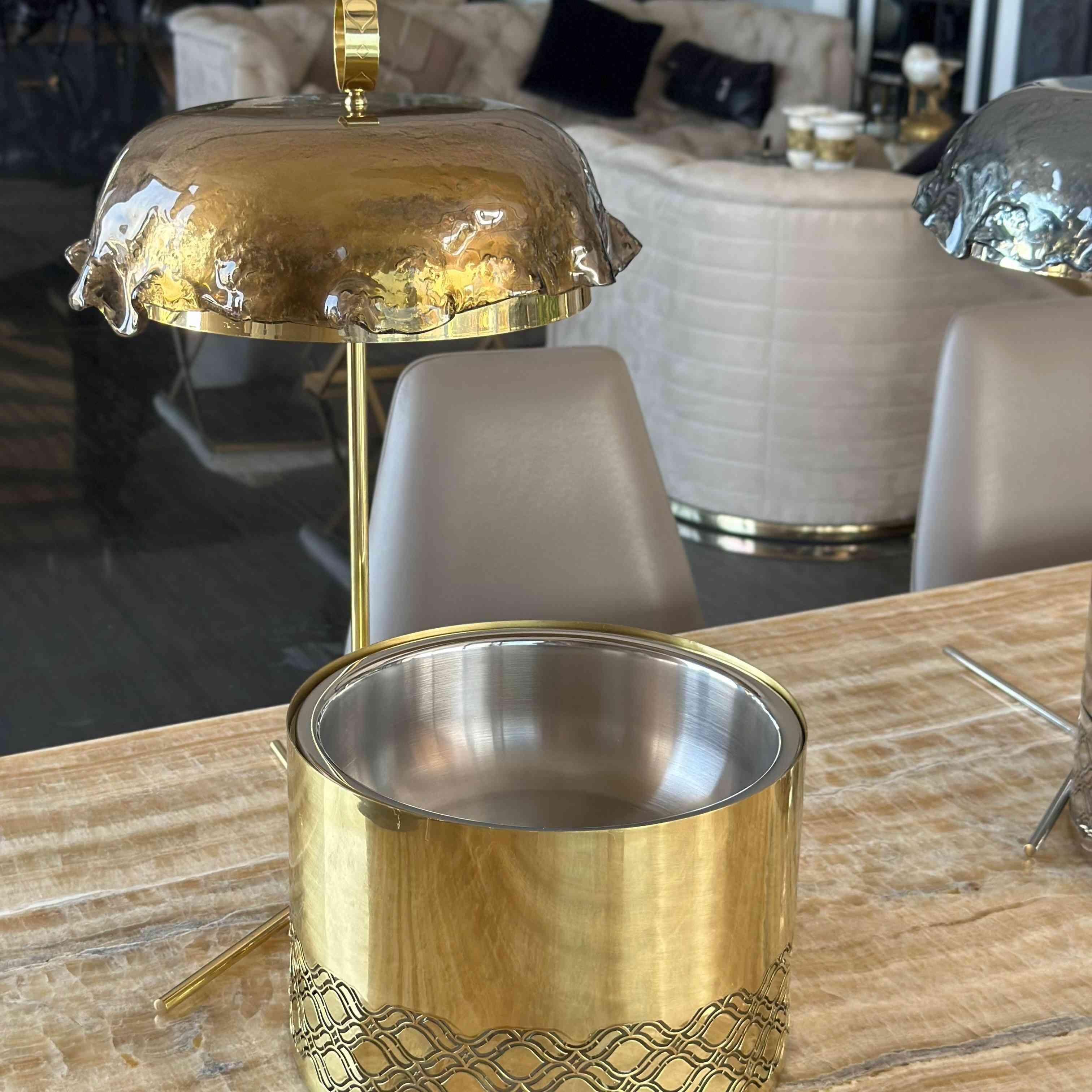 Brass Warmer with Glass Cover