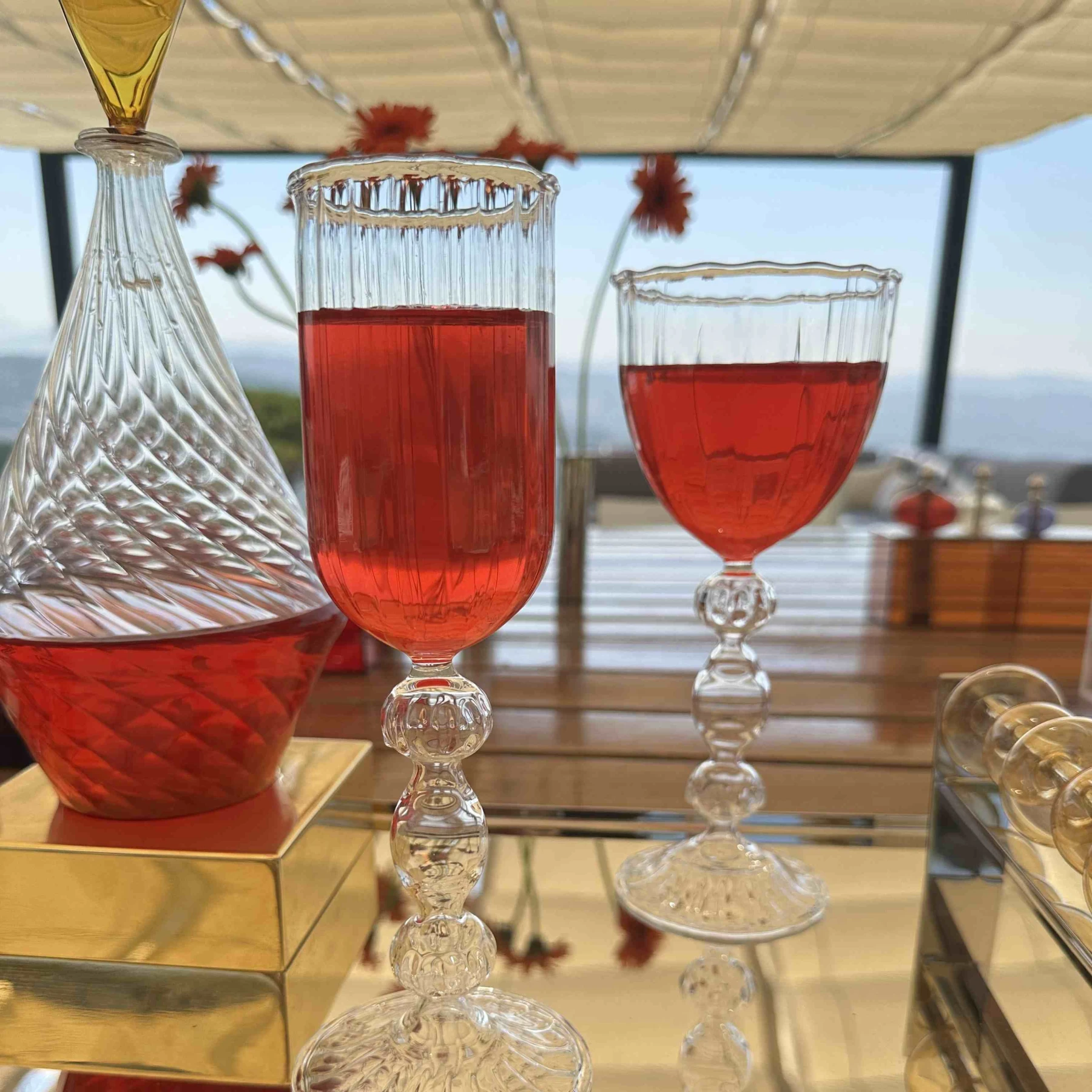 Crystal Handmade Carafe with metal stand - NOOR Collection