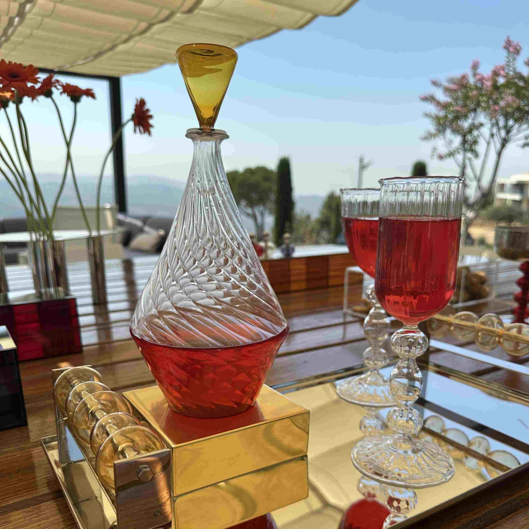 Crystal Handmade Carafe with metal stand - NOOR Collection