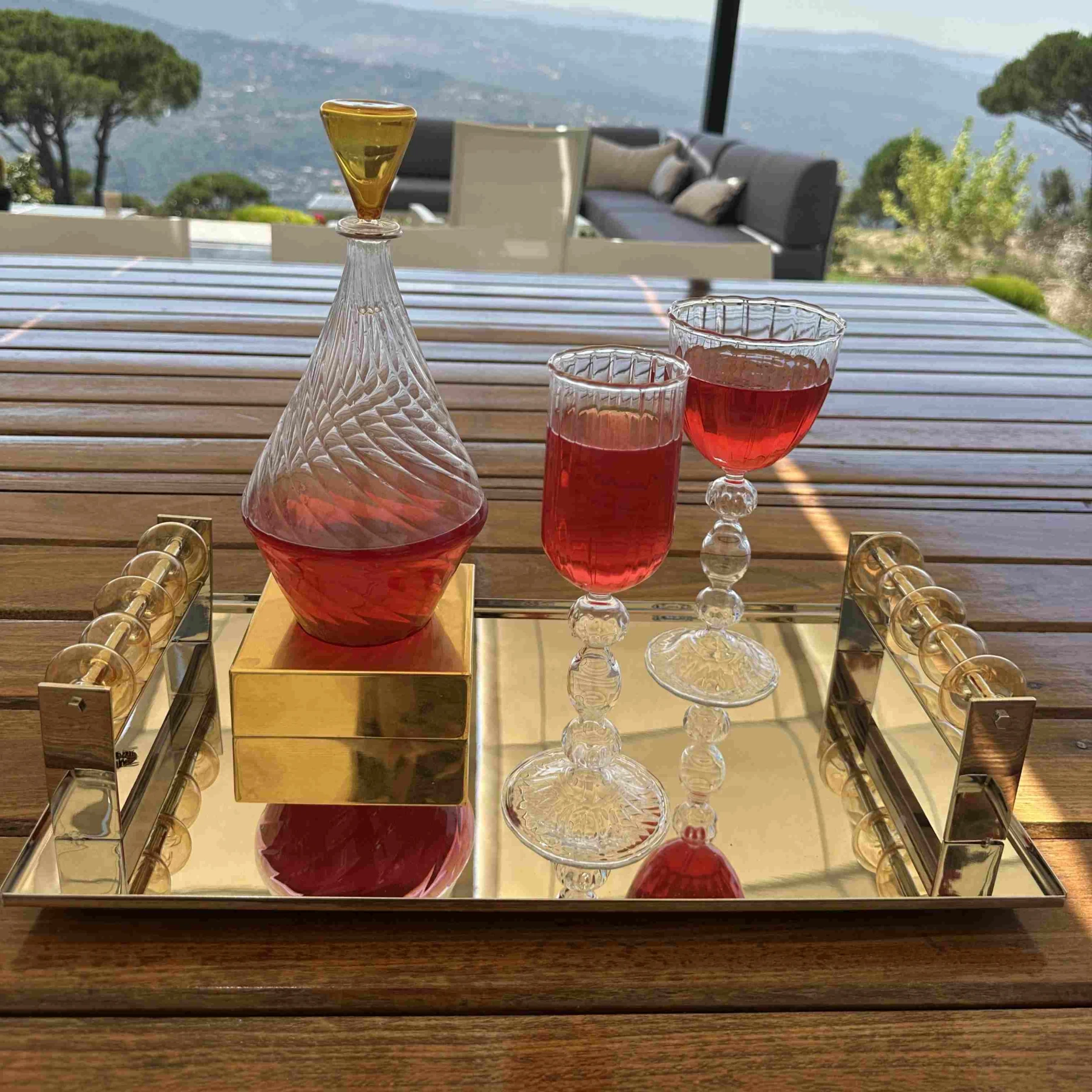 Crystal Handmade Carafe with metal stand - NOOR Collection