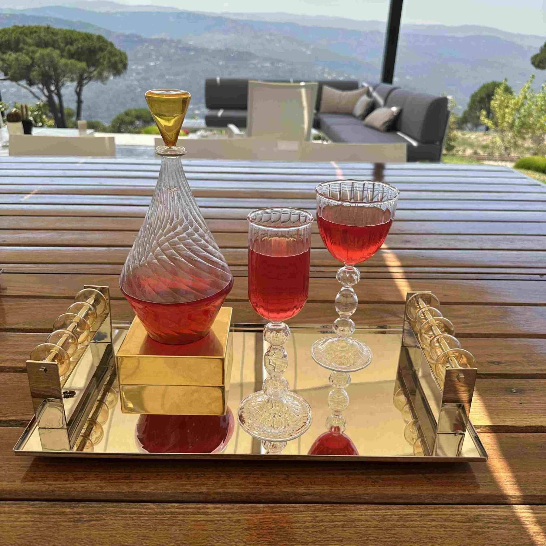 Crystal Handmade Carafe with metal stand - NOOR Collection