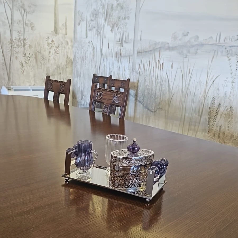 Brass Tray with glass handles  - NOOR Collection