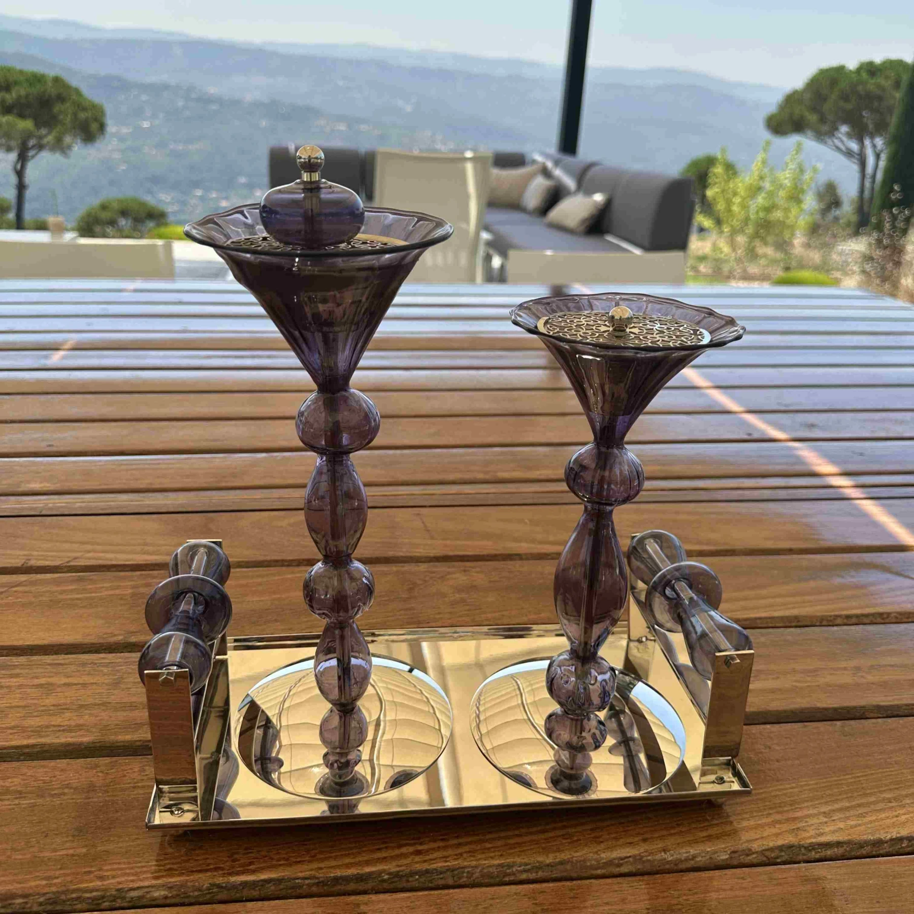 Brass Tray with glass handles  - NOOR Collection