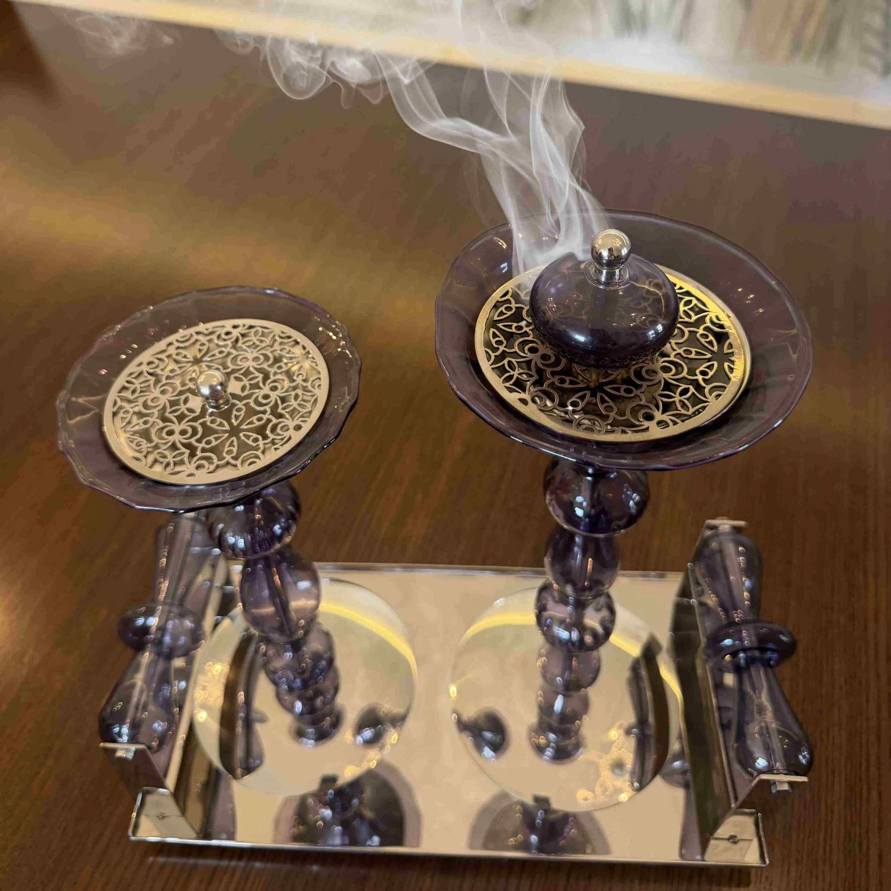 Brass Tray with glass handles  - NOOR Collection
